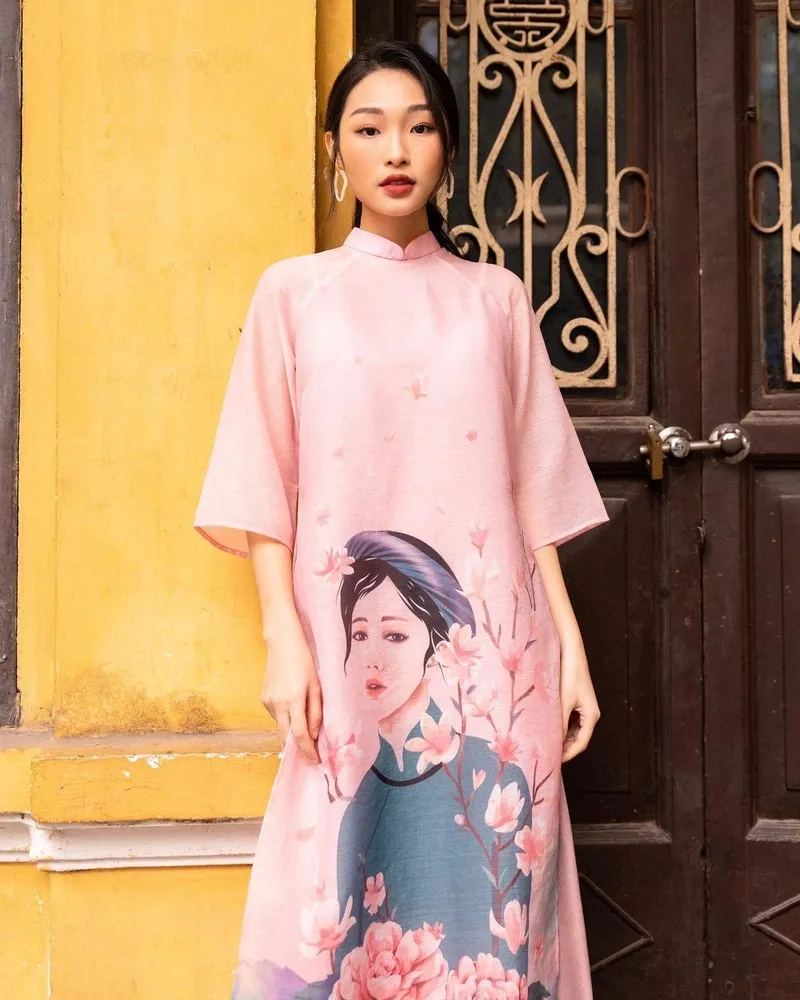 Áo dài dáng suông công sở lịch sự tinh gọn