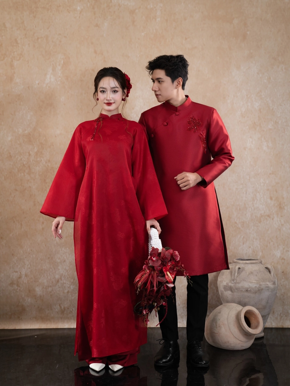 Concept chụp ảnh tết với áo dài đôi tại không gian xưa cũ