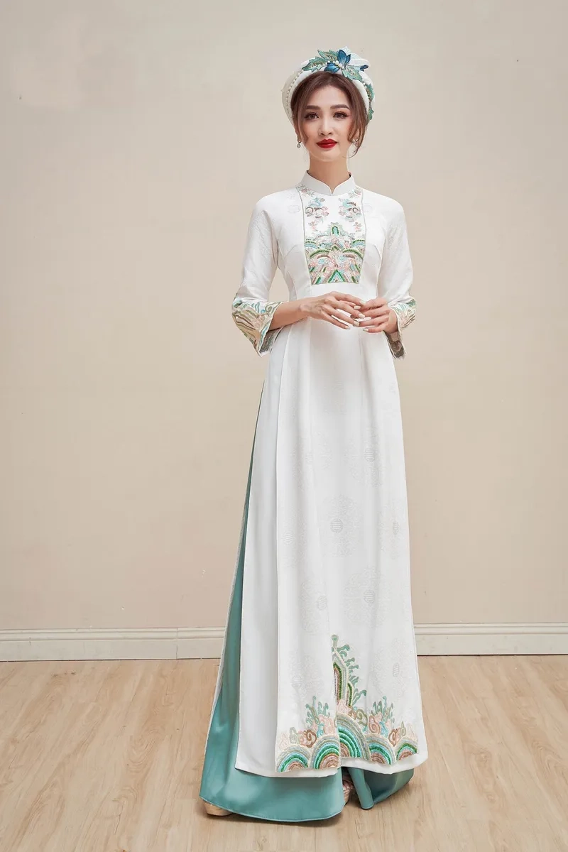 Áo dài gấm cao cấp truyền thống sang trọng tinh tế