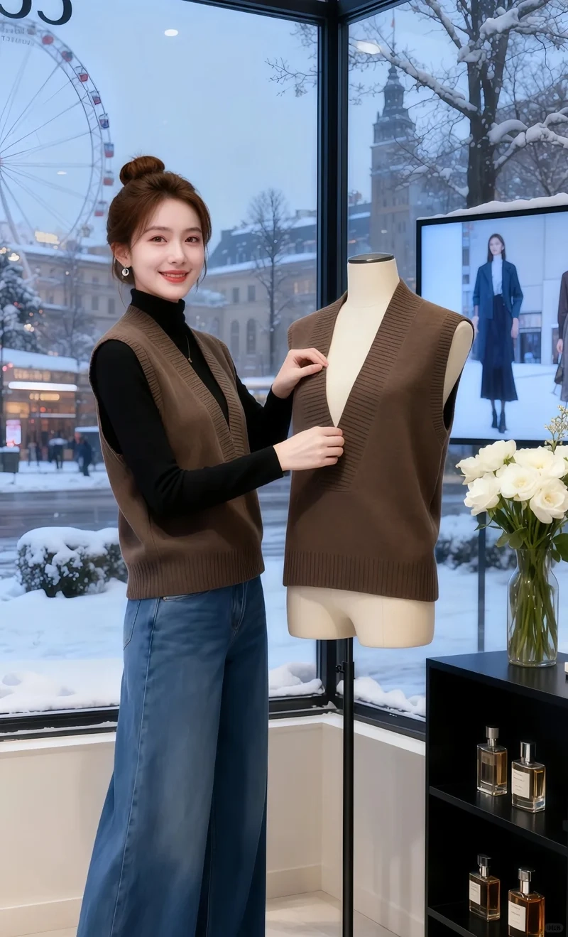 Bắt trend với áo gile len phối đồ trendy