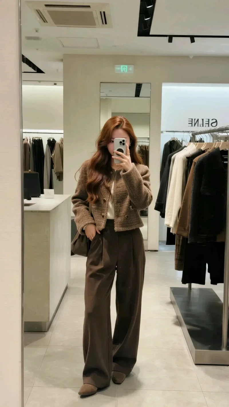 Khám phá phong cách mùa đông với áo khoác tweed ảnh thực tế