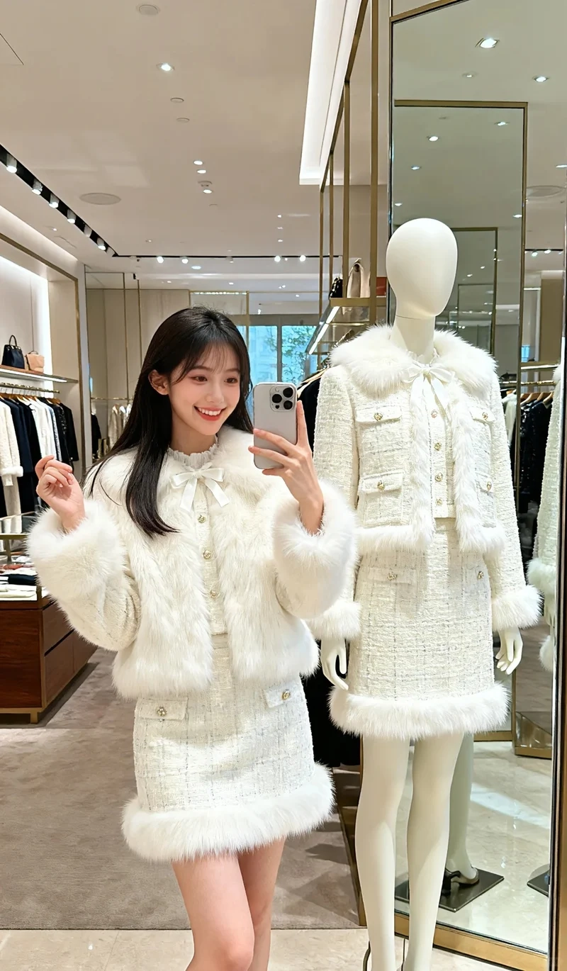 Ấm áp và thời trang với áo khoác tweed mùa đông