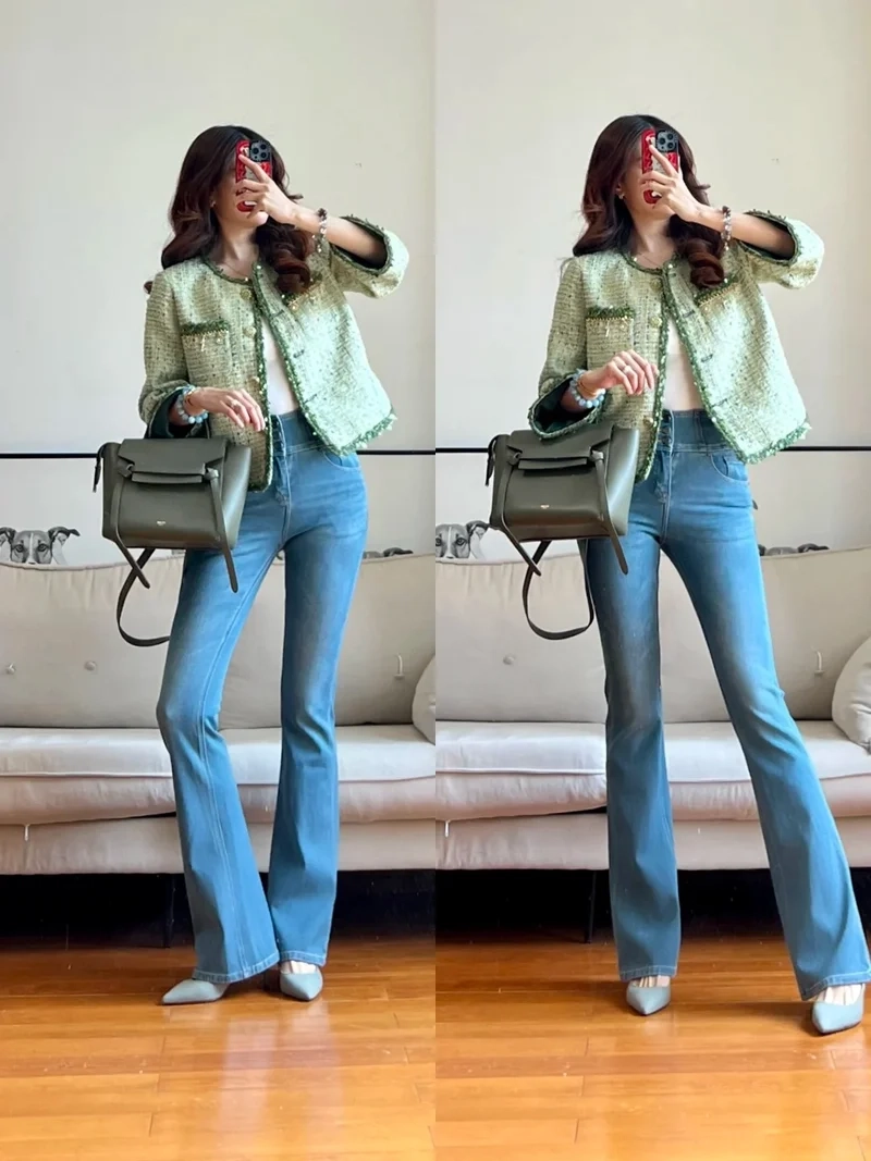 Outfit hoàn hảo đi làm với áo khoác tweed công sở