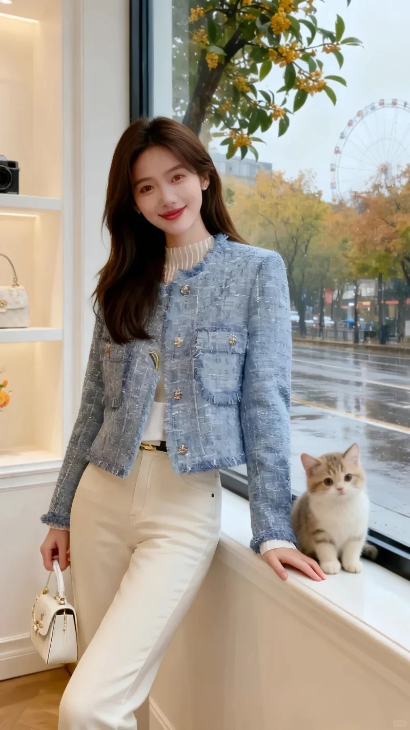 Street style chất lừ với áo khoác tweed street style