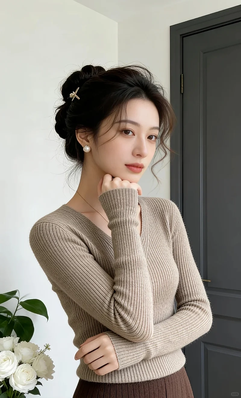 Phong cách chuẩn form với áo len tăm mỏng form chuẩn