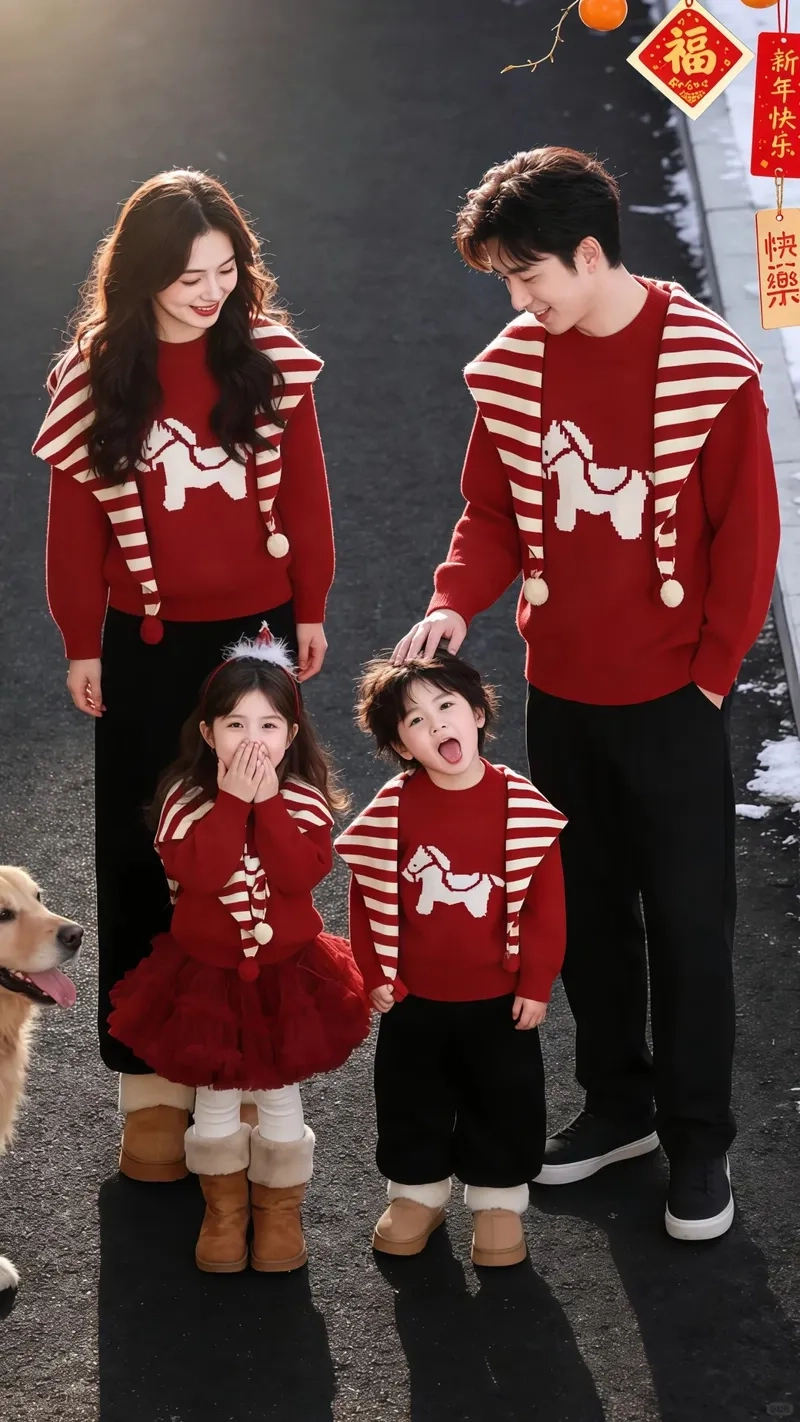 Mẫu phối đồ gia đình ngày Tết xinh