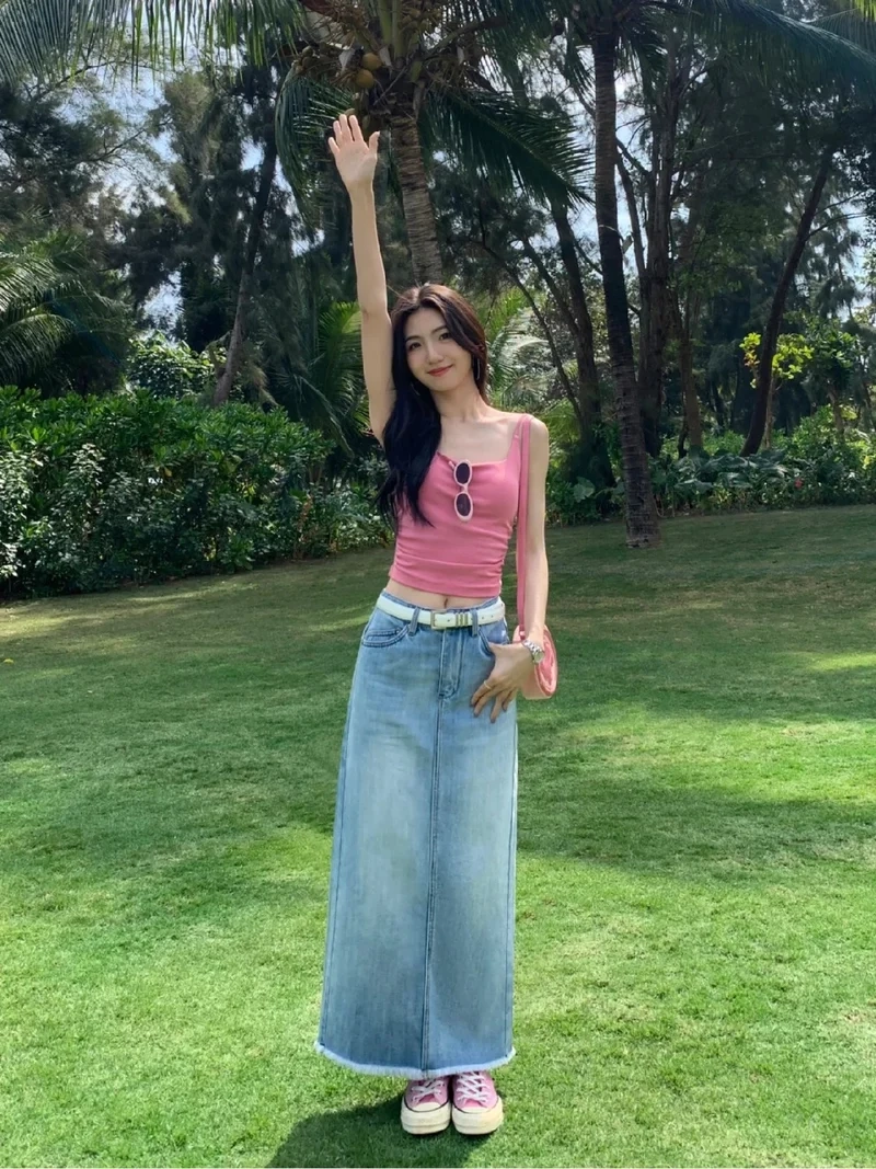 Tham khảo ngay chân váy denim ảnh thực tế đáng thử