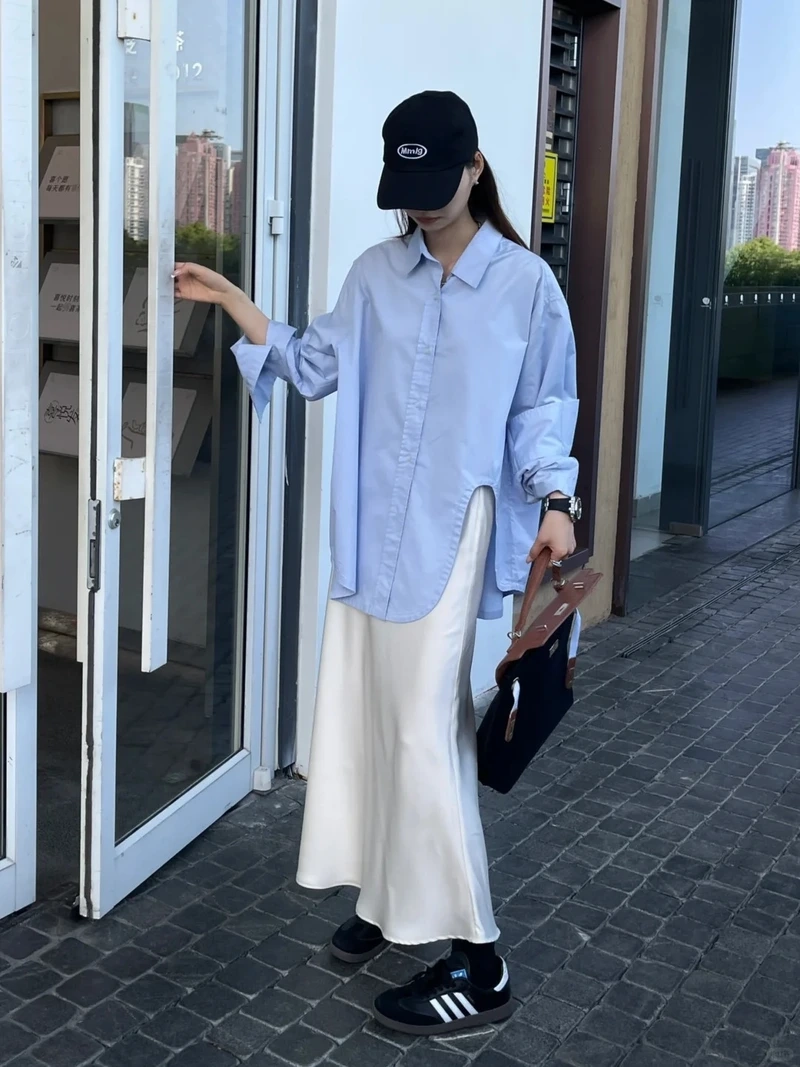 Nhẹ nhàng xuống phố với chân váy lụa dạo phố