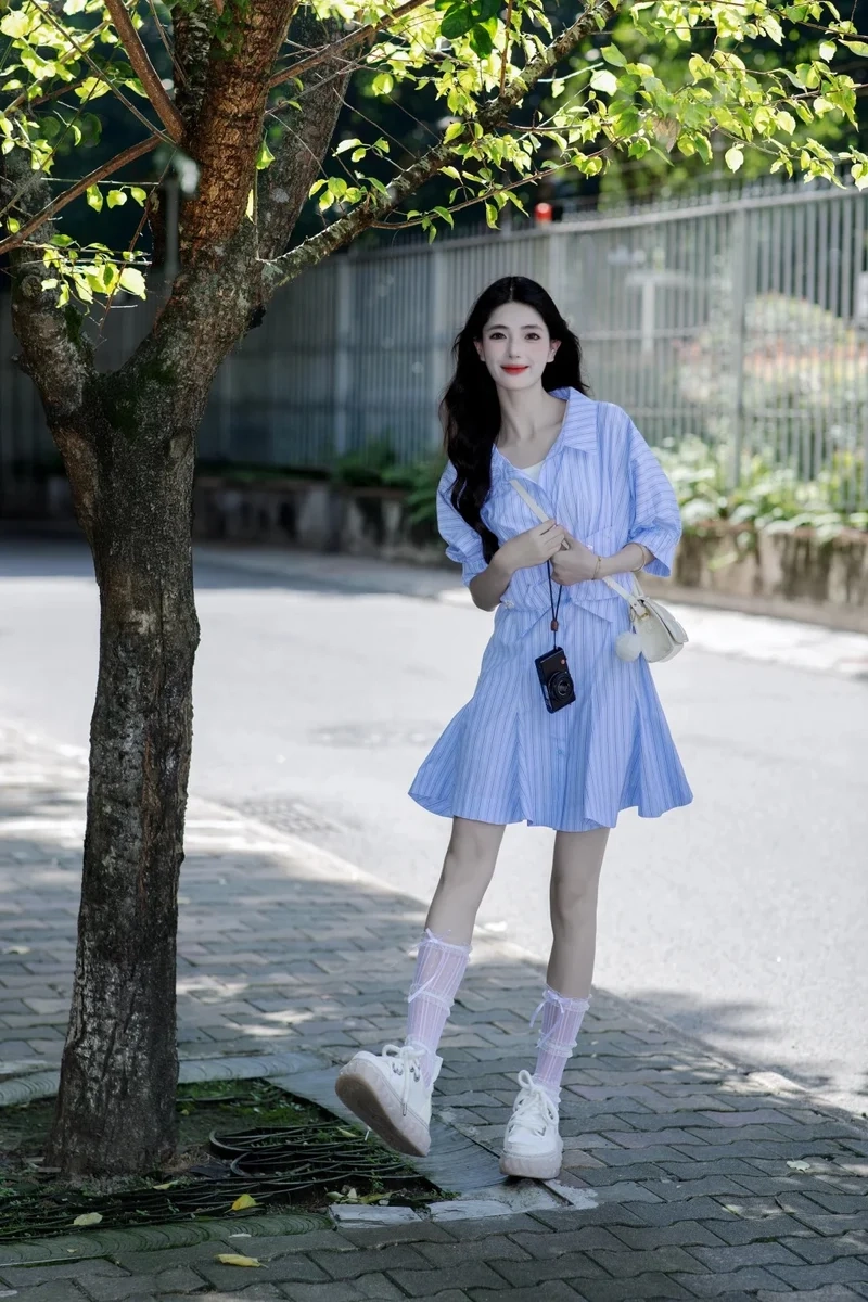 Sống ảo cực chất nhờ đầm sơ mi chụp ảnh