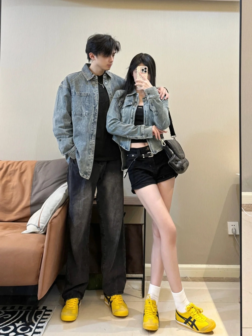 Áo khoác jean đôi form rộng phong cách vintage