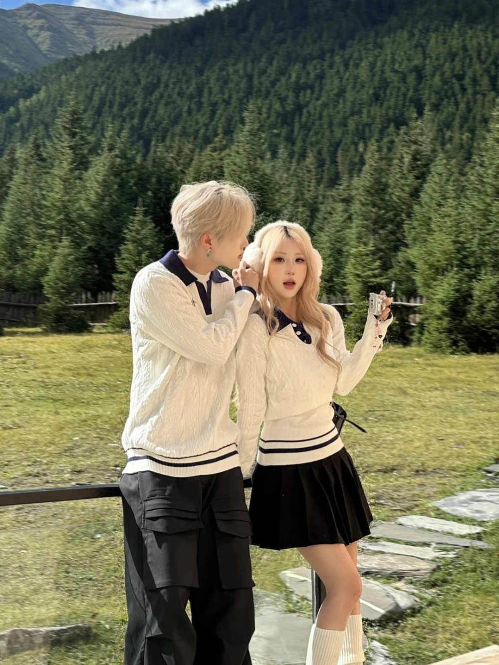 Váy đôi đi đà lạt cho bạn thân tone xanh lá cực xinh