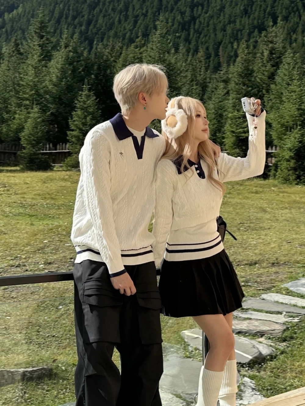 Đồ đôi du xuân lụa vân thêu hoa tinh xảo