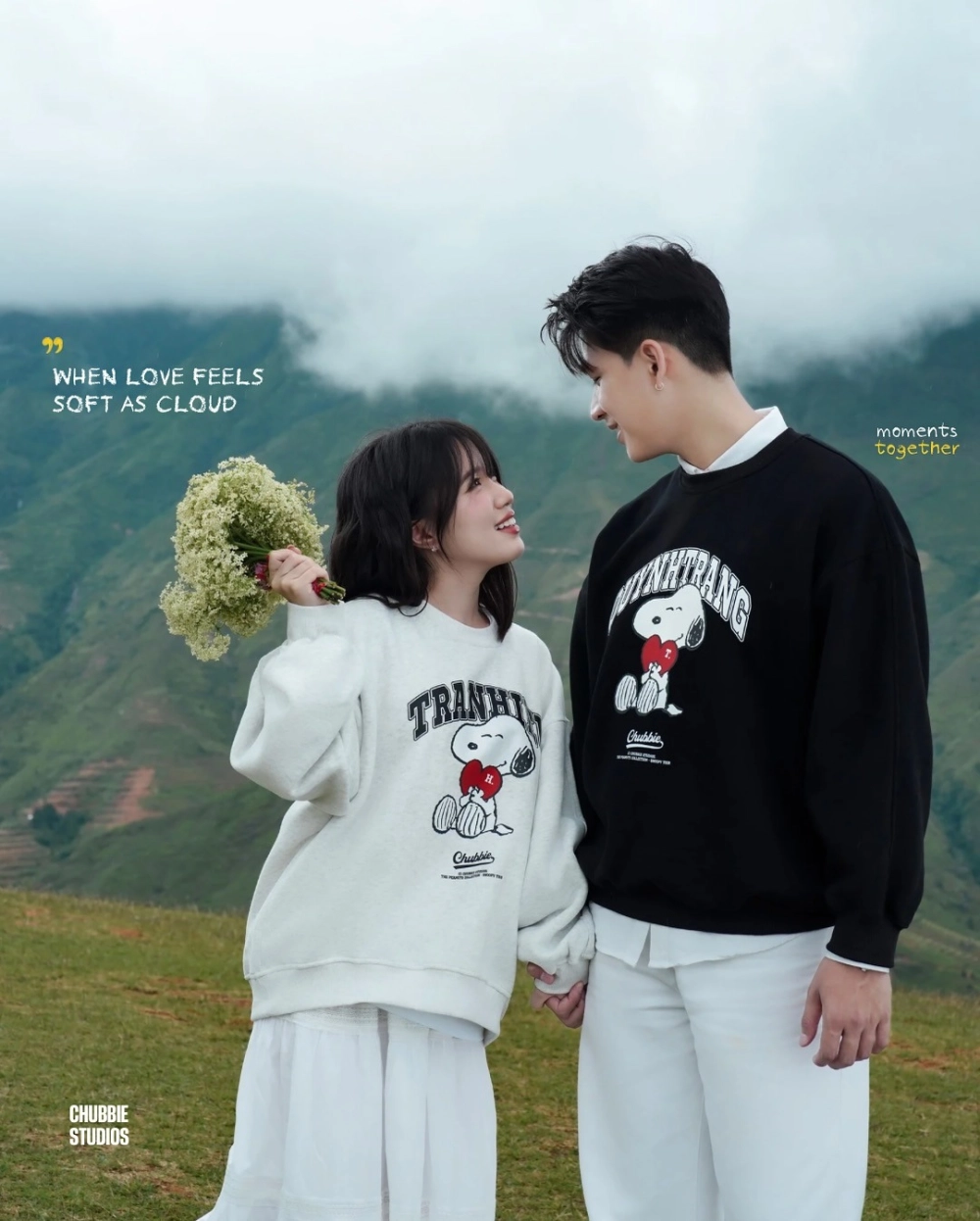 Áo thun đôi form rộng cổ tròn dễ phối đồ