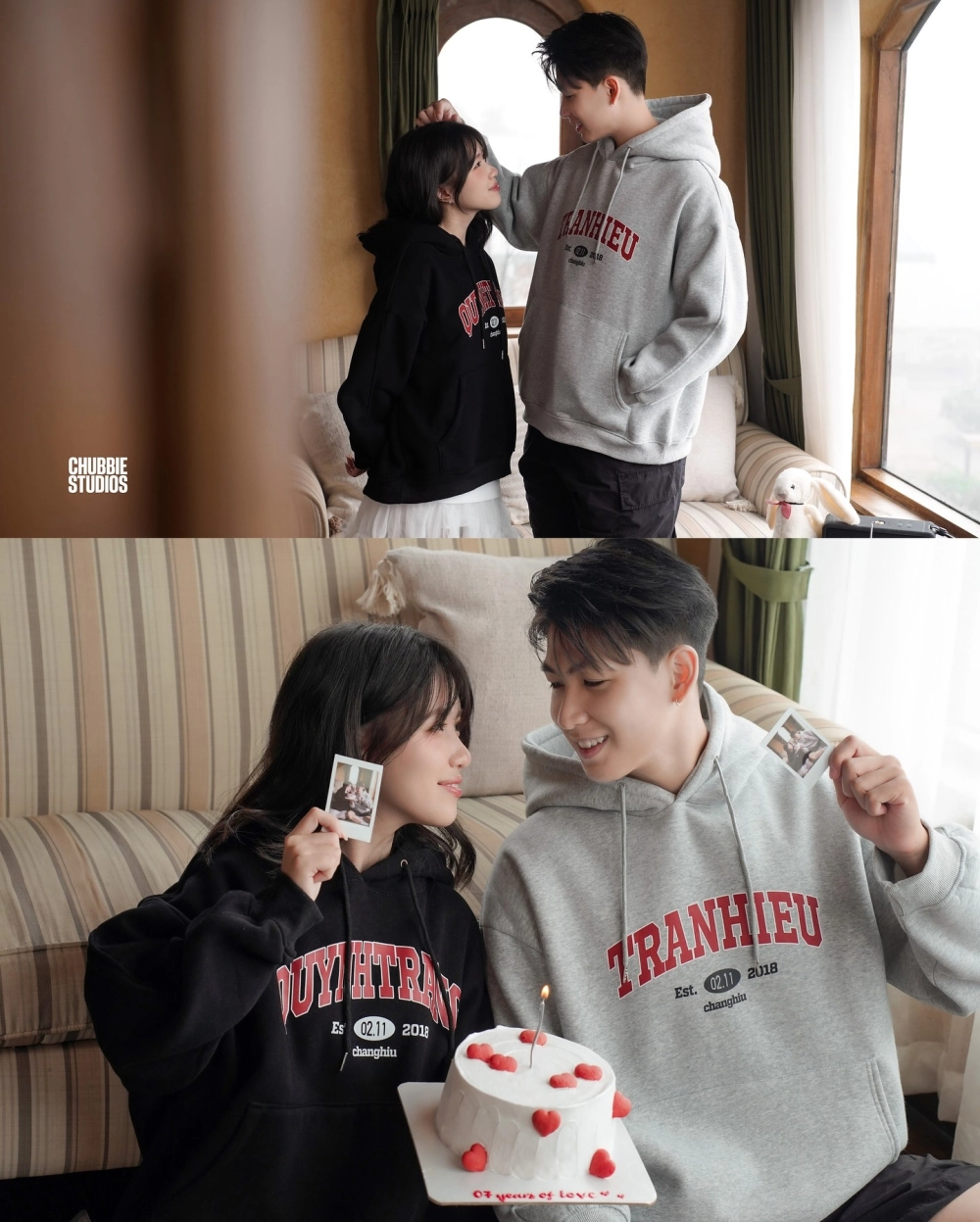 Phong cách streetwear couple với áo khoác dạ oversized đôi