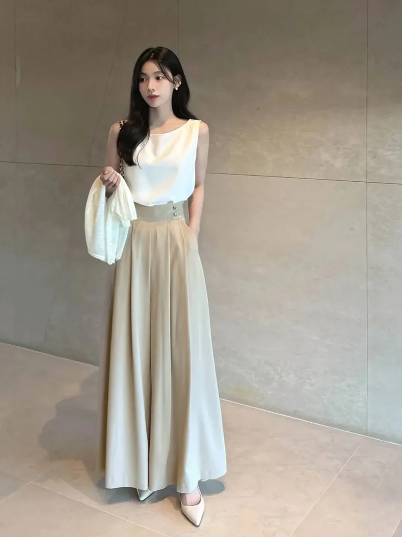 Sống ảo cực chất nhờ quần culottes lụa chụp ảnh