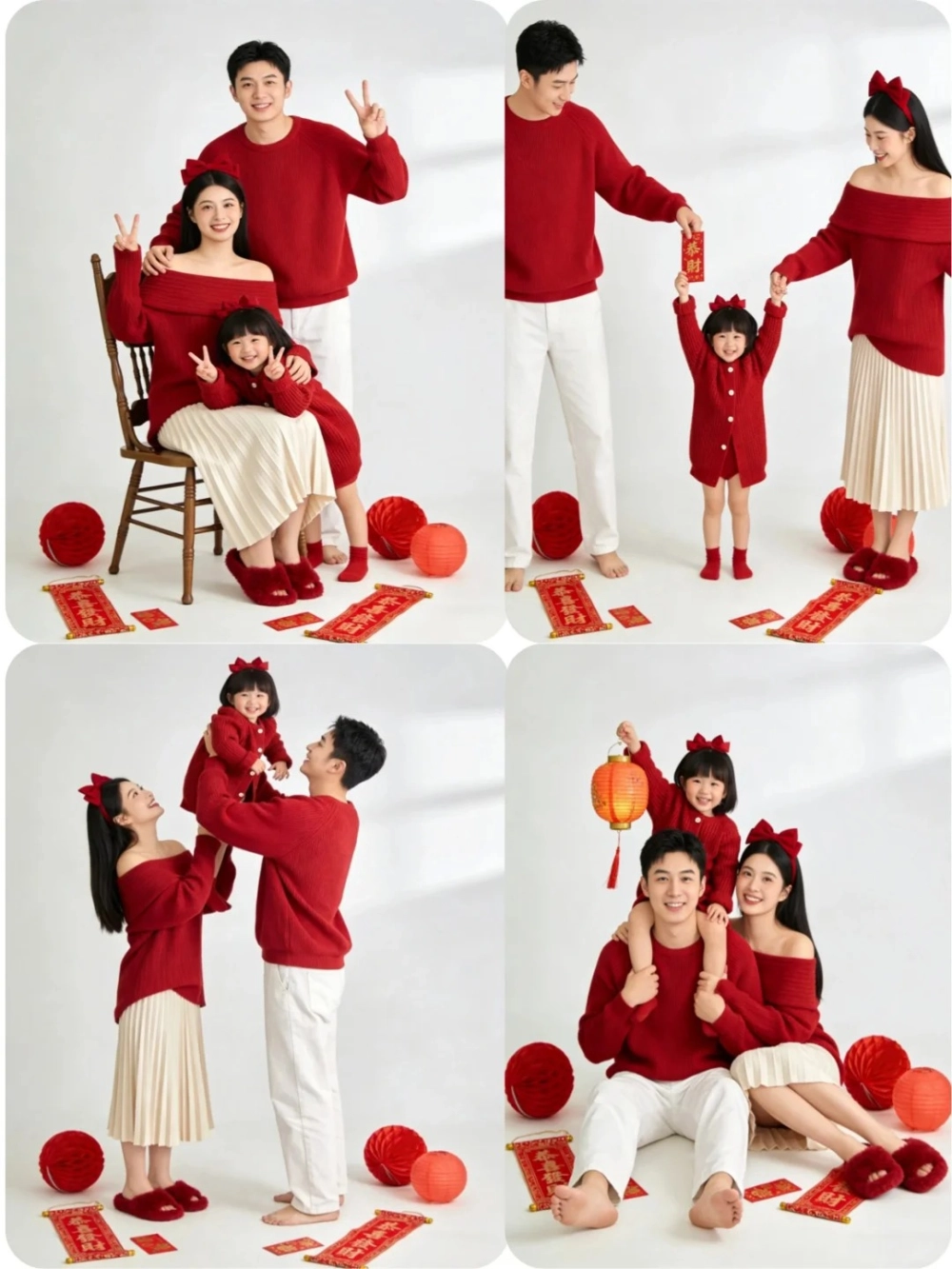 Set đồ gia đình tết 5 người phối hợp nhịp nhàng và đồng điệu