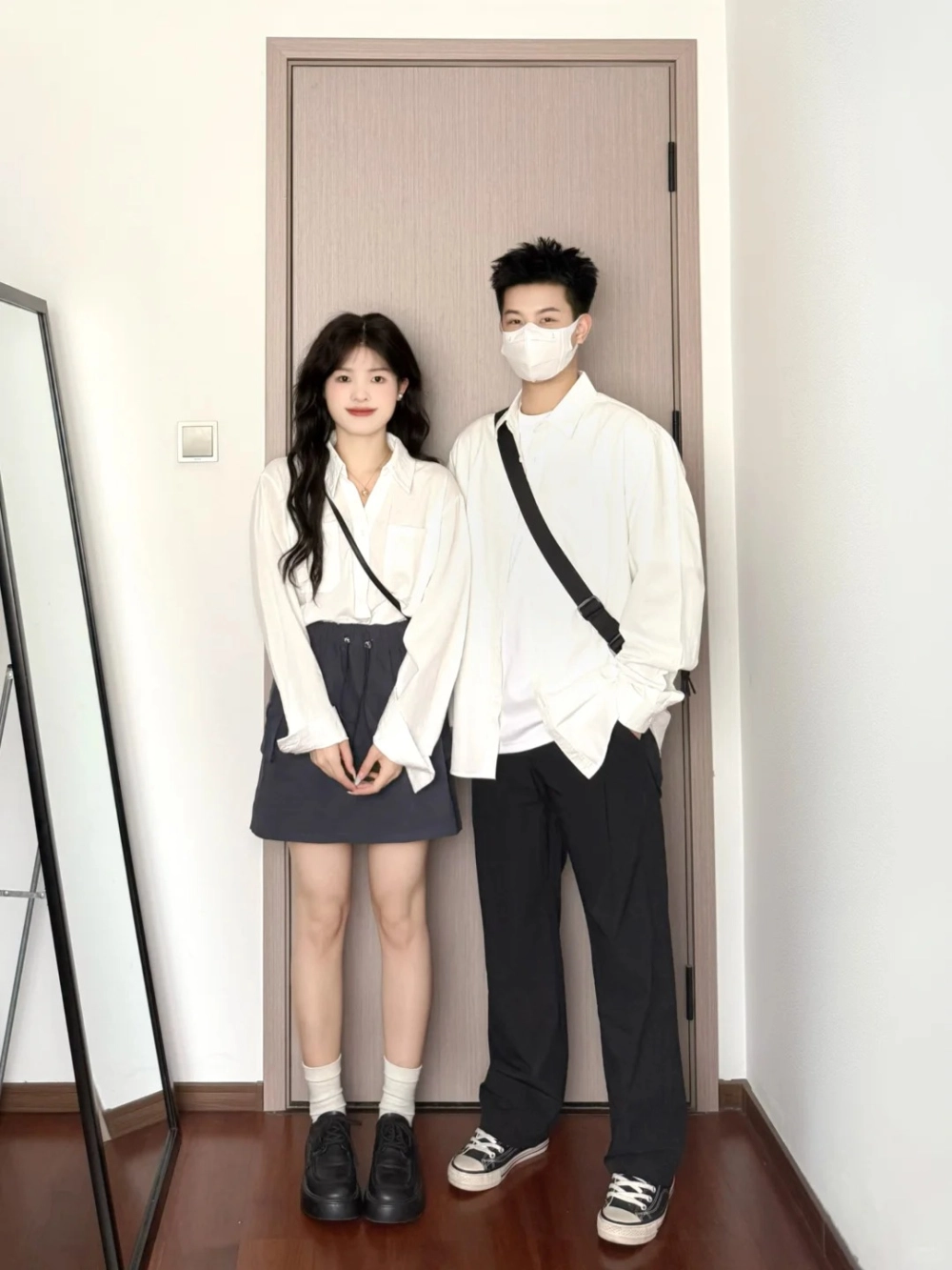 Set váy áo đôi cho người yêu màu trắng thanh lịch cho buổi hẹn hò