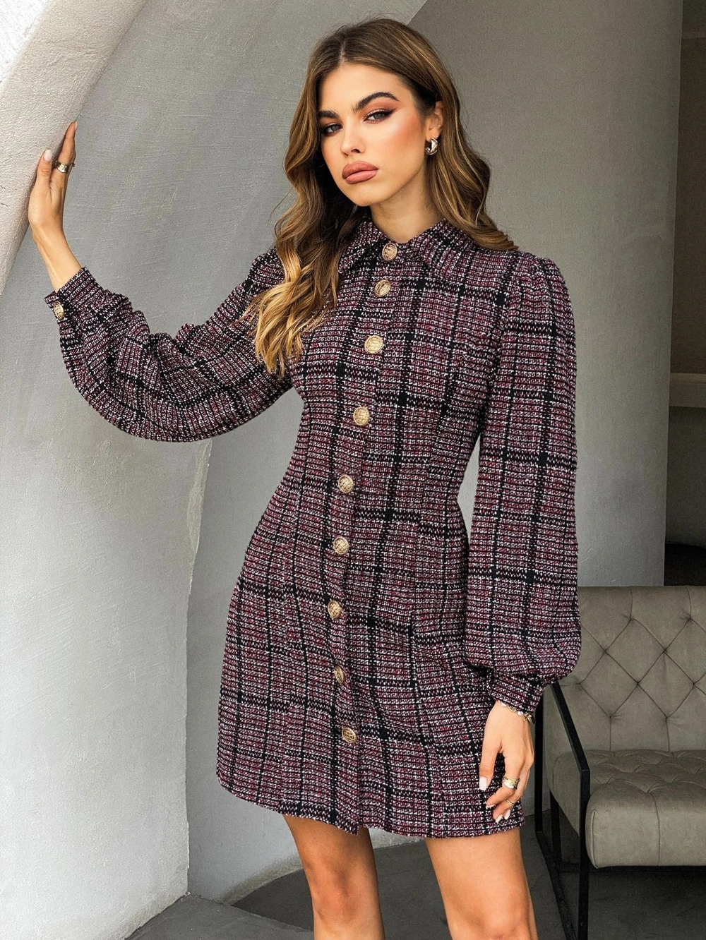 Váy dạ tweed tiểu thư dịu dàng đầy cuốn hút