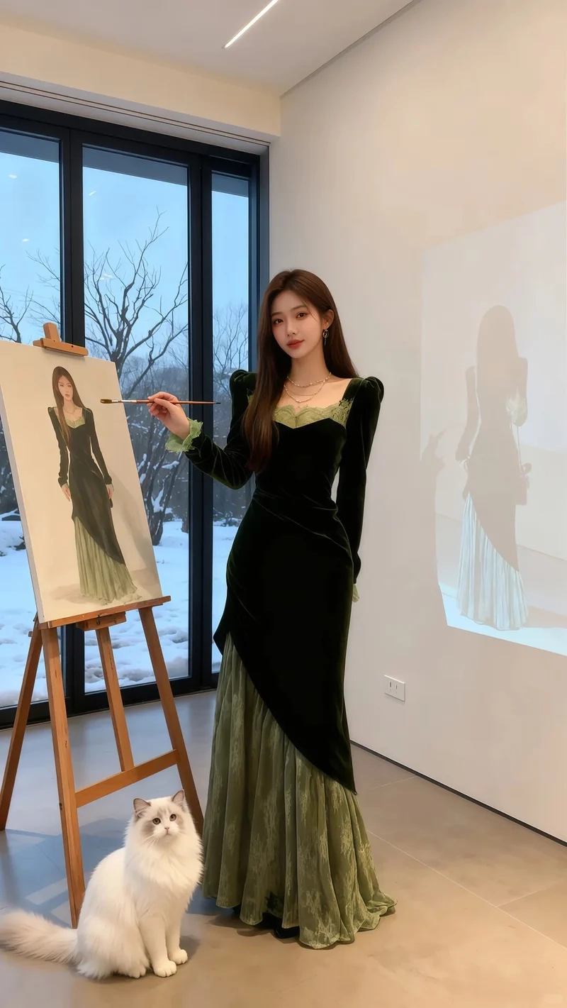 Outfit vintage hoàn hảo nhờ váy nhung tăm vintage ảnh đẹp