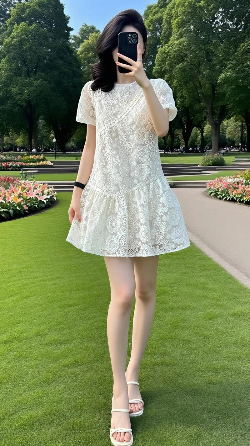 Váy ren trắng cao cấp tôn vinh phong thái