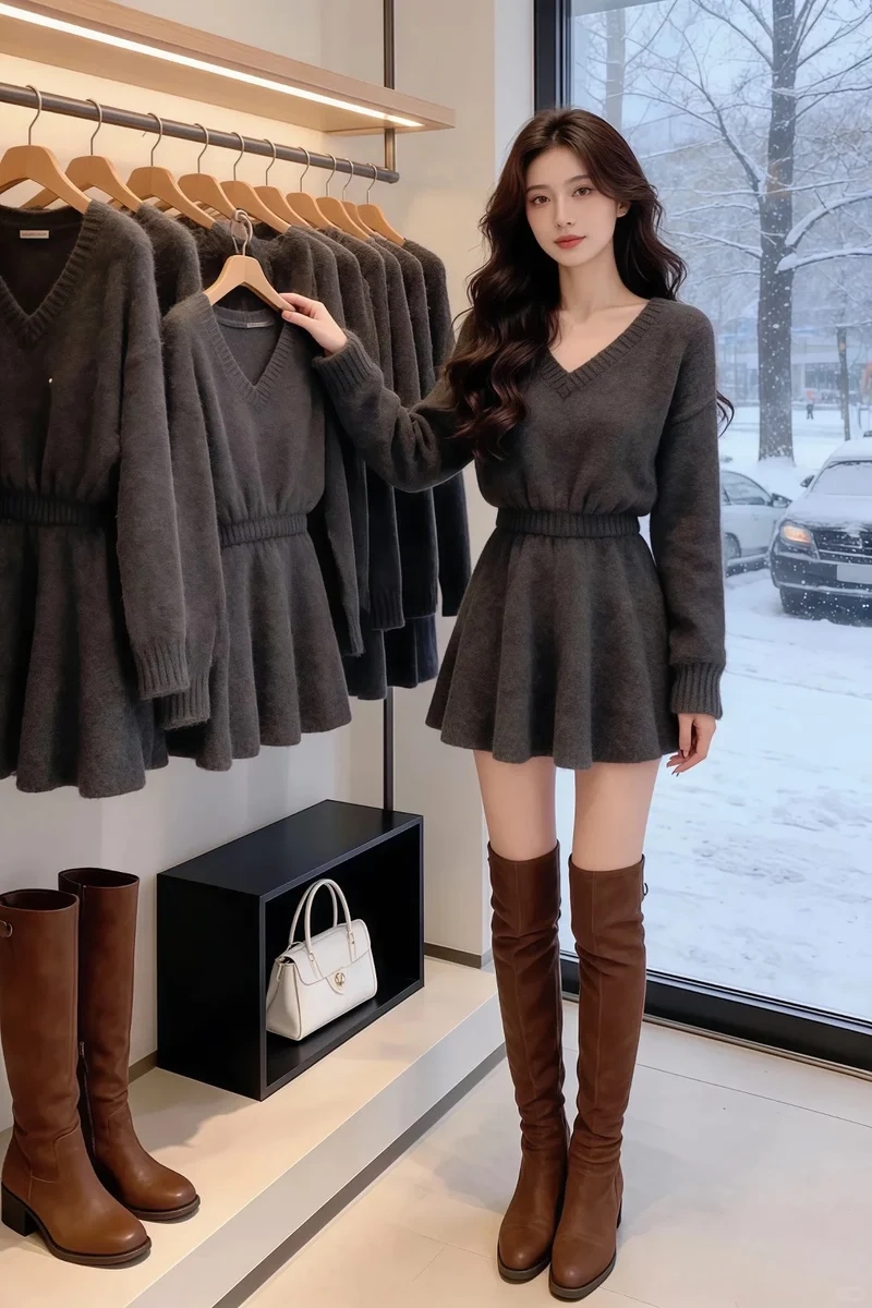 Phối đồ Tết với boot cổ cao giữ ấm cực phong cách