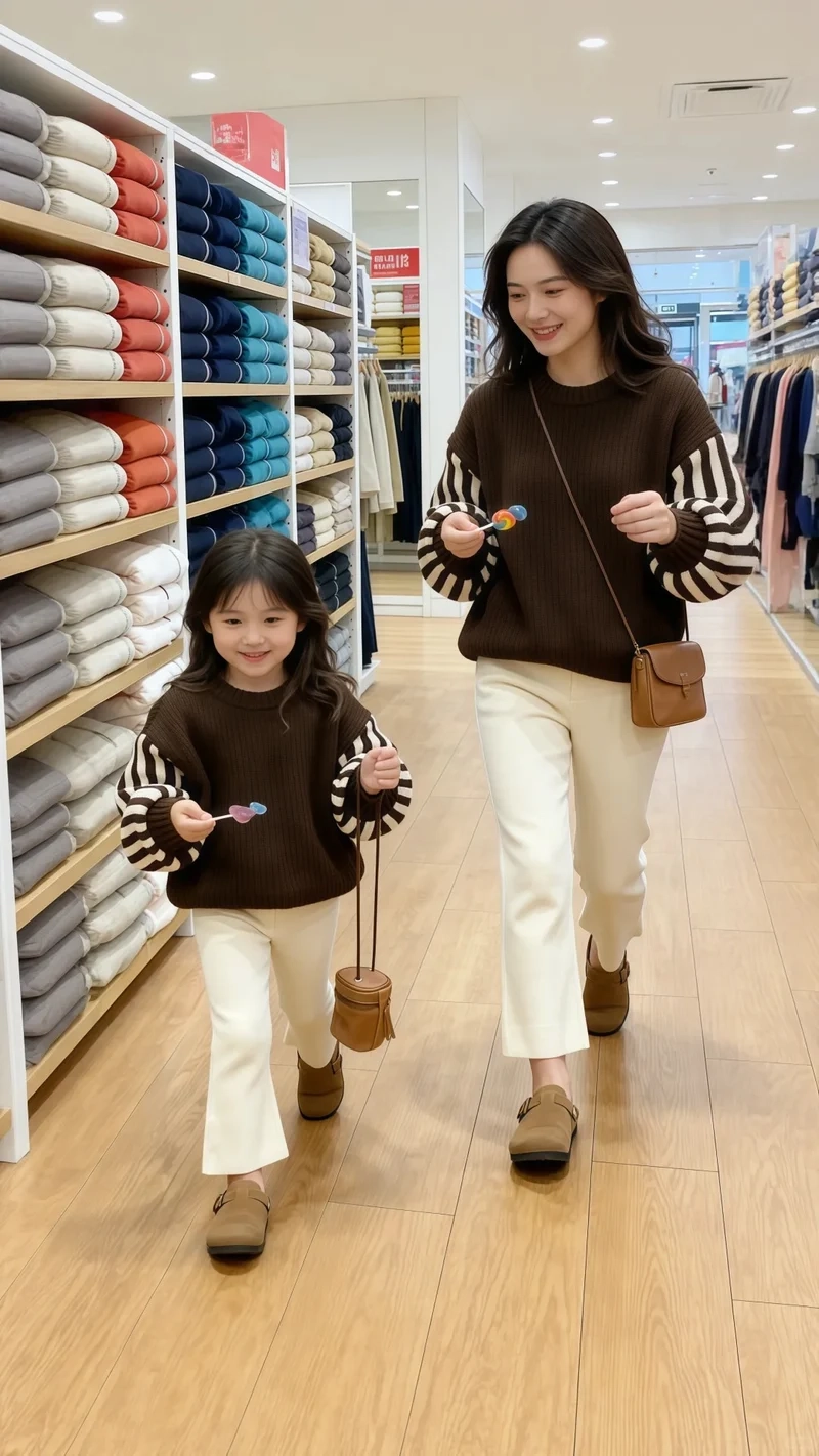 Set len đôi mẹ và bé phong cách Hàn Quốc xu hướng