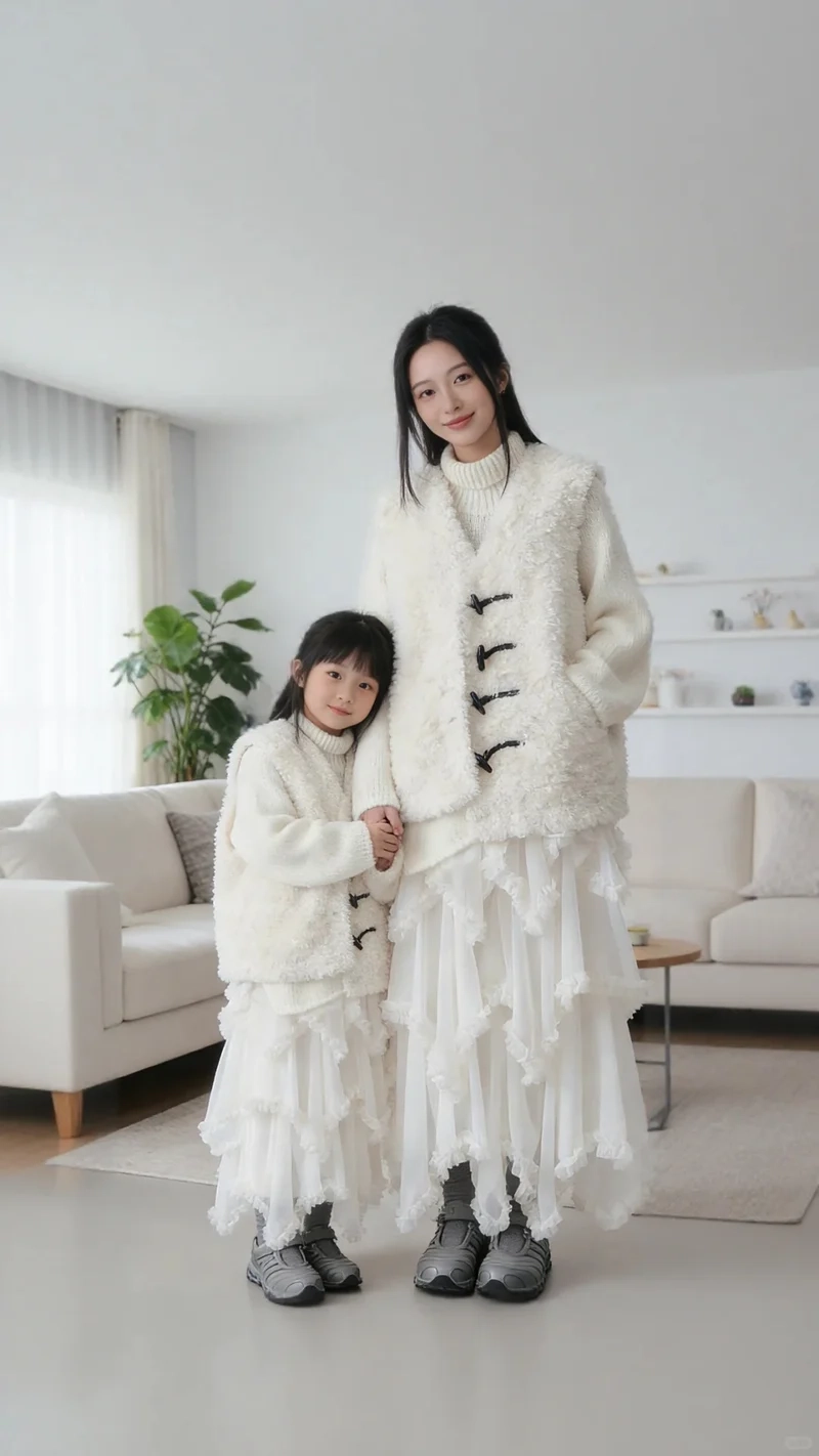 Set len đôi mẹ và bé ấm áp cho ngày lạnh giữ ấm