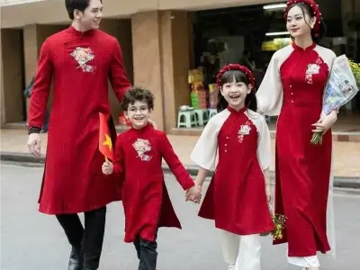 Bộ sưu tập các mẫu ảnh áo dài gia đình truyền thống độc đáo