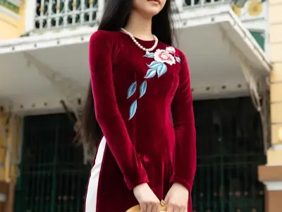 Top 100+ mẫu ảnh áo dài nhung đỏ truyền thống cực quyến rũ