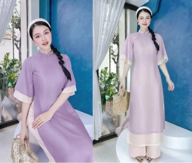 Áo dài 4 tà màu đỏ tươi với họa tiết thêu tay tinh xảo