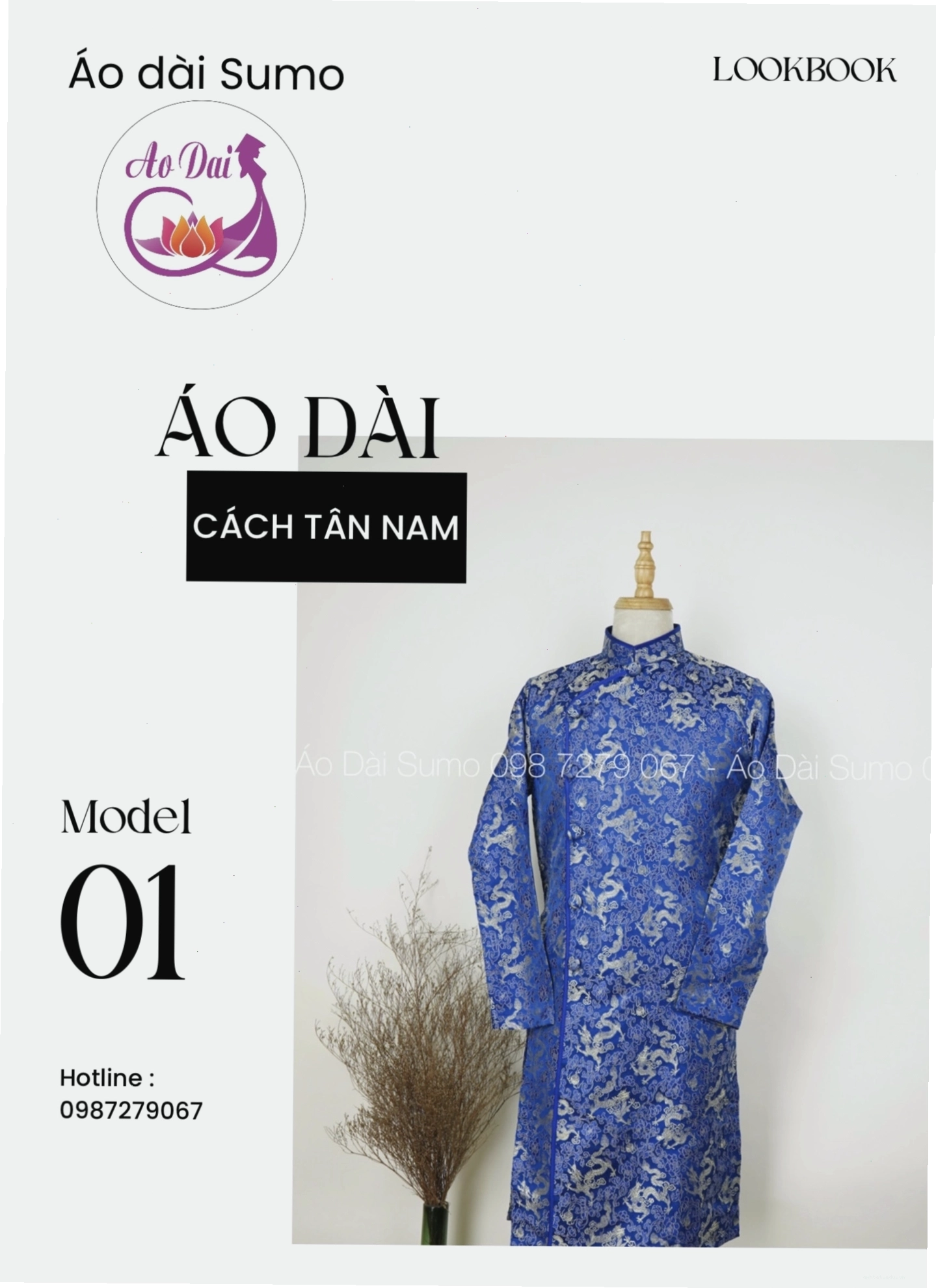 Áo dài cách tân nam màu đỏ đô, cổ Tàu, tay dài