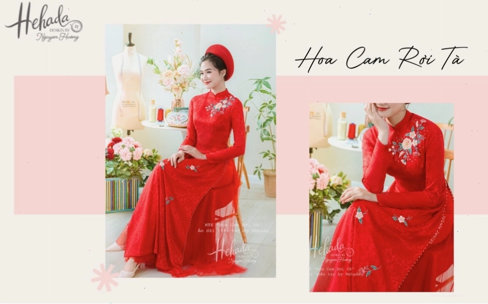 Áo dài cưới đỏ thêu hoa, mang nét đẹp truyền thống và sang trọng