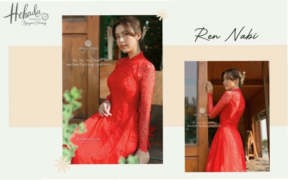 Áo dài cưới đỏ với chất liệu ren, tạo vẻ đẹp quyến rũ và sang trọng