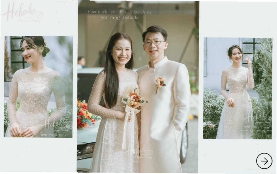 Áo dài cưới đôi màu Ivory sang trọng