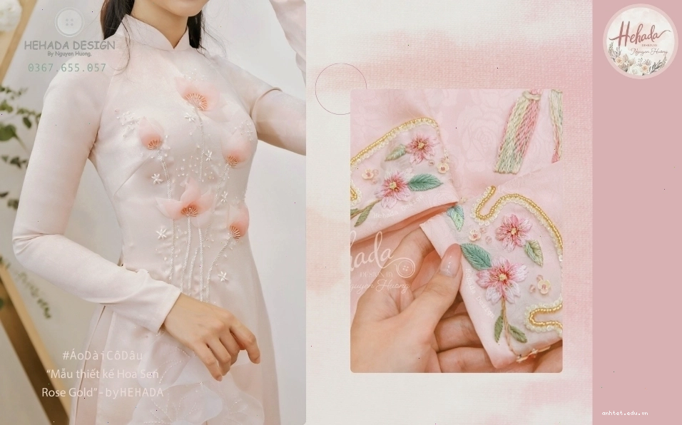 Áo dài cưới kết cườm lấp lánh, thu hút mọi ánh nhìn