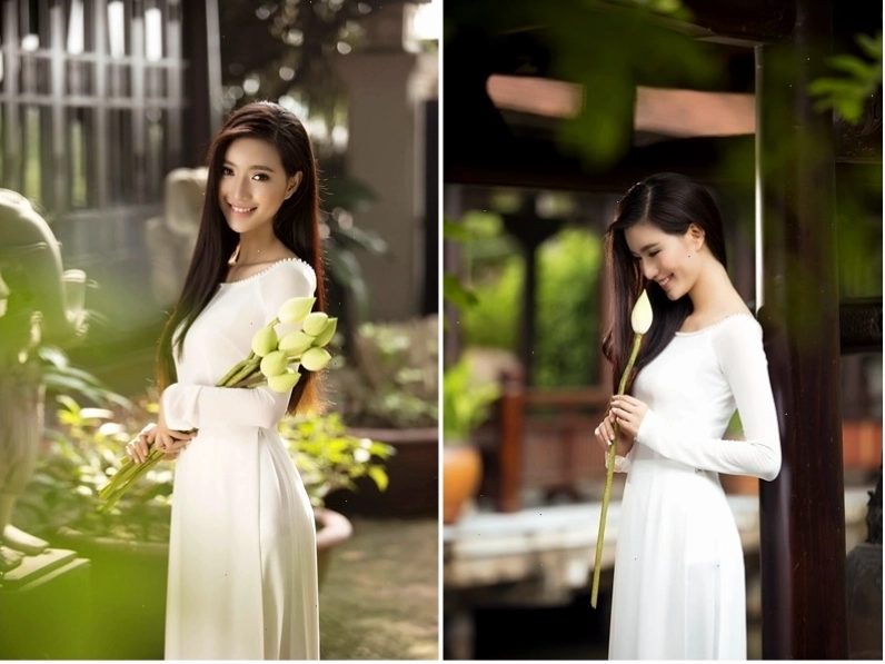 Áo dài học sinh trắng form rộng, chất liệu lụa mềm mại