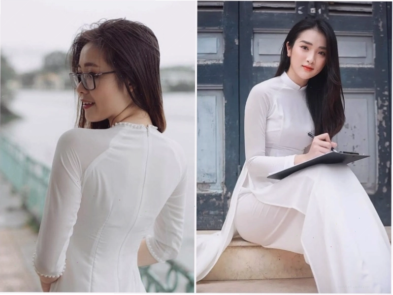 Áo dài sinh viên với họa tiết hoa nhí