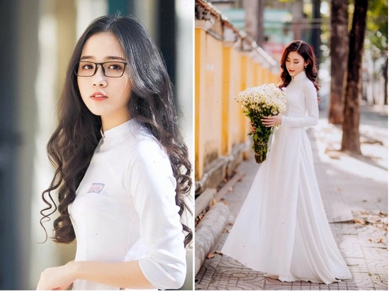 Áo dài trắng dáng suông, thoải mái