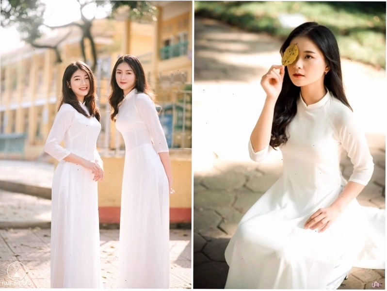 Áo dài trắng với quần lụa trắng đồng bộ