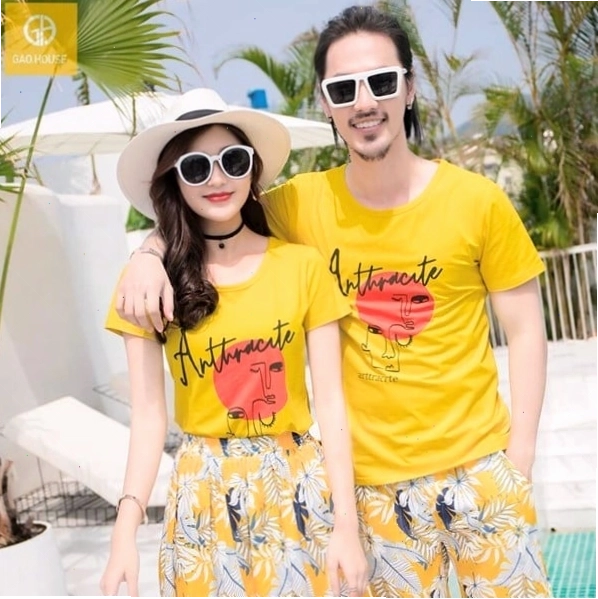 Áo đôi đồng phục gia đình, có hình in ngộ nghĩnh