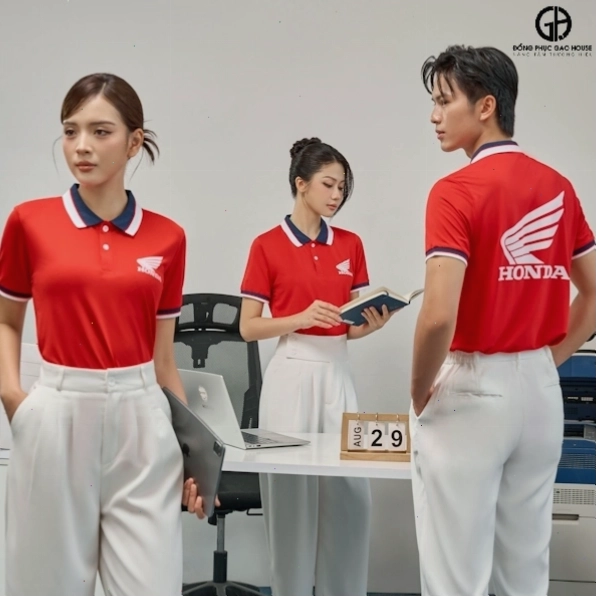 Áo đồng phục công ty màu đỏ Honda