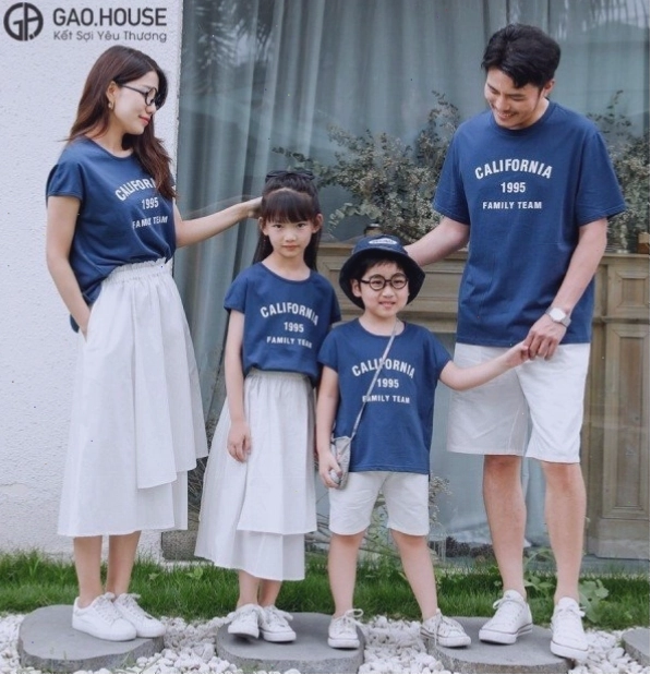 Áo đồng phục gia đình California xanh than, phong cách thể thao cá tính