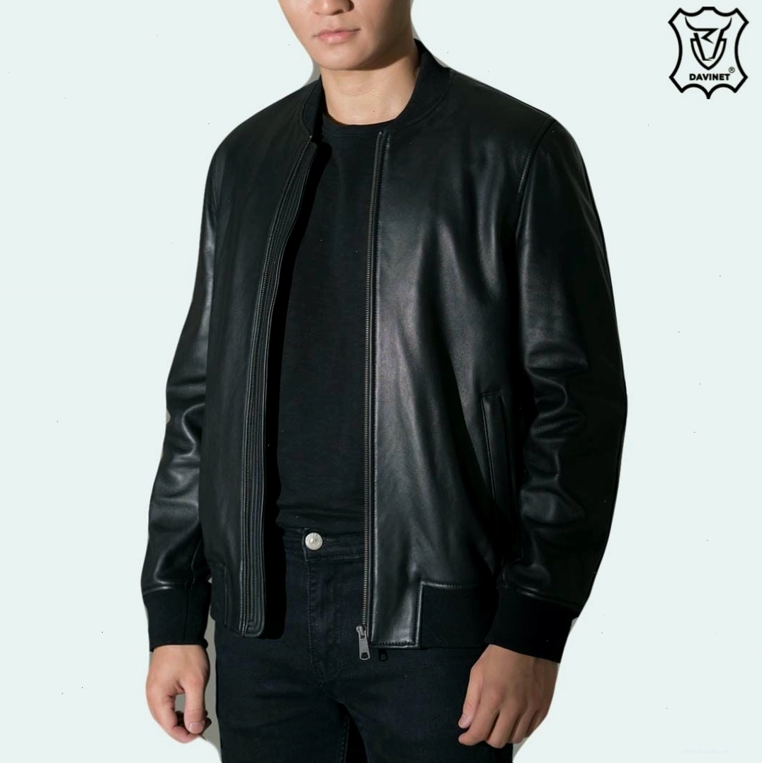 Áo khoác bomber da nam cao cấp, dáng slim fit