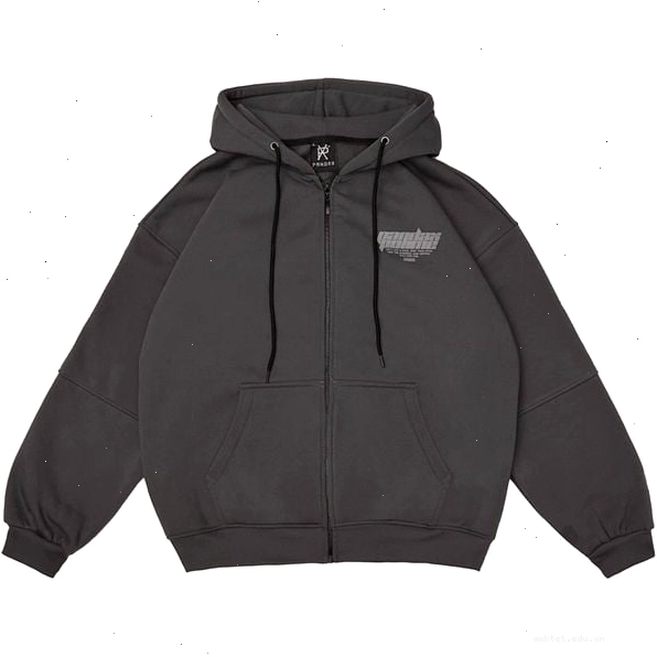 Áo khoác hoodie zip nữ màu xám, form rộng, chất liệu nỉ, có mũ, phối cùng quần jean xanh