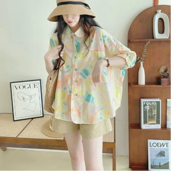 Áo sơ mi cộc tay họa tiết thời trang hè