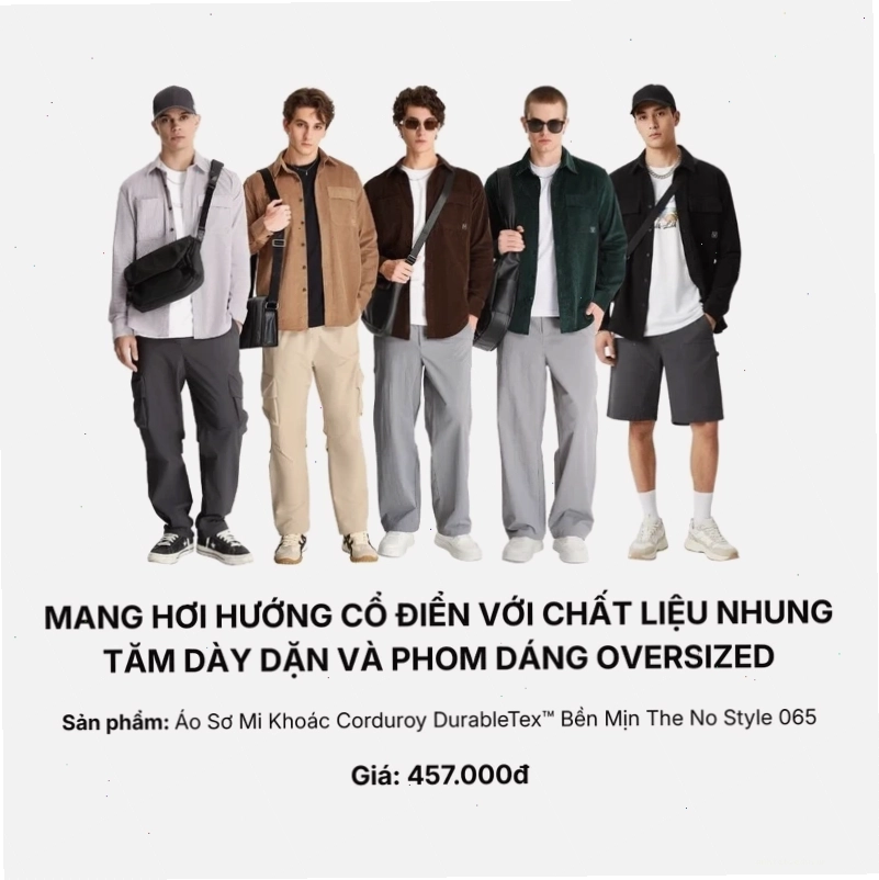 Áo sơ mi khoác ngoài chất liệu nhung tăm, màu nâu, dáng rộng