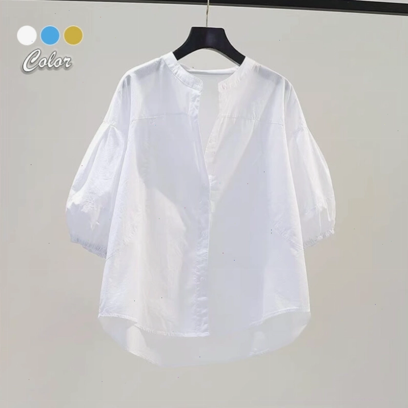 Áo sơ mi tay lửng cổ tròn tiểu thư phối cùng quần culottes
