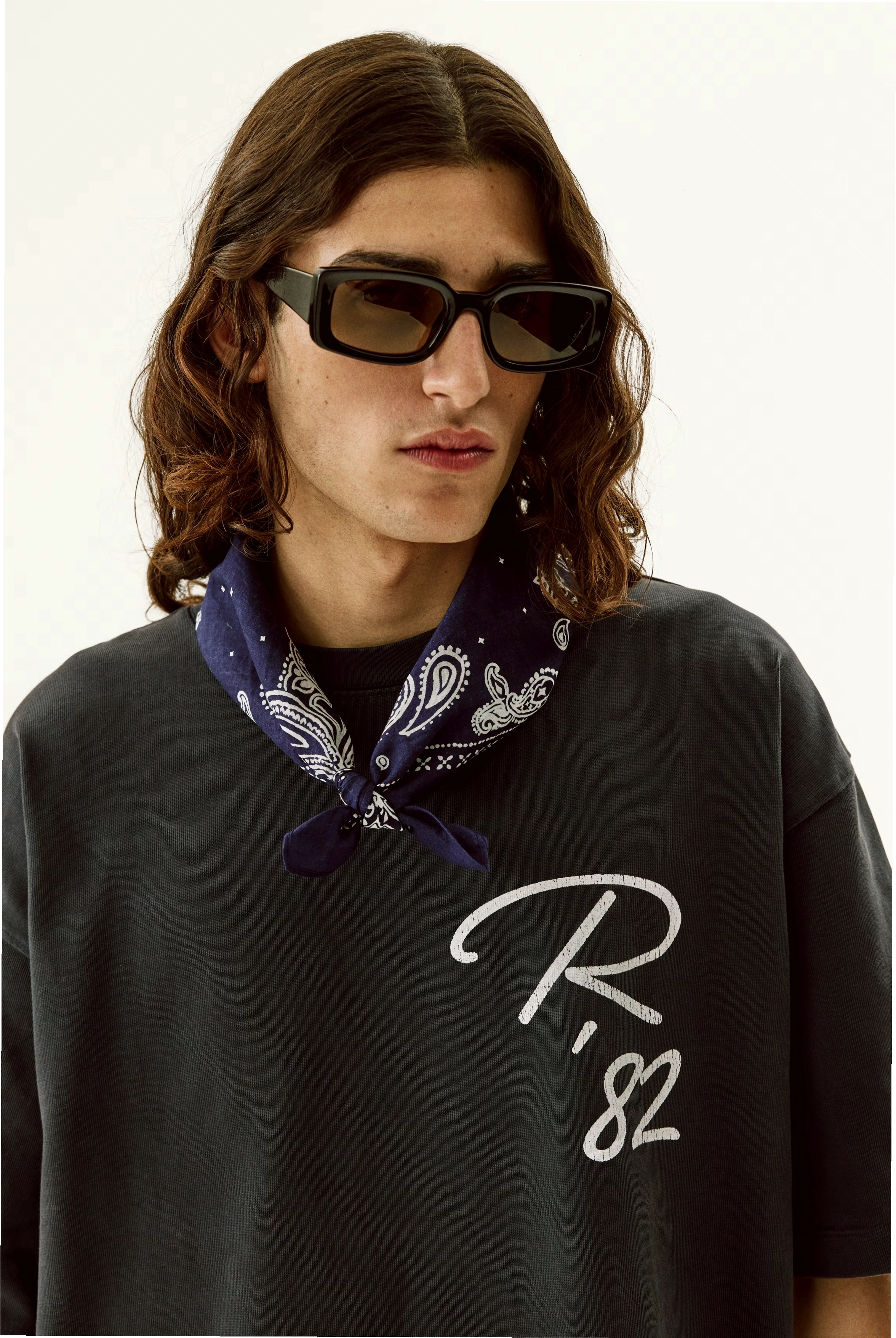 Áo thun cotton in hình Oversized Fit-Màu đen/Racing
