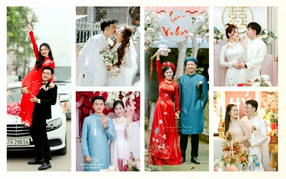 Cặp đôi áo dài cưới thuê cho cô dâu và chú rể