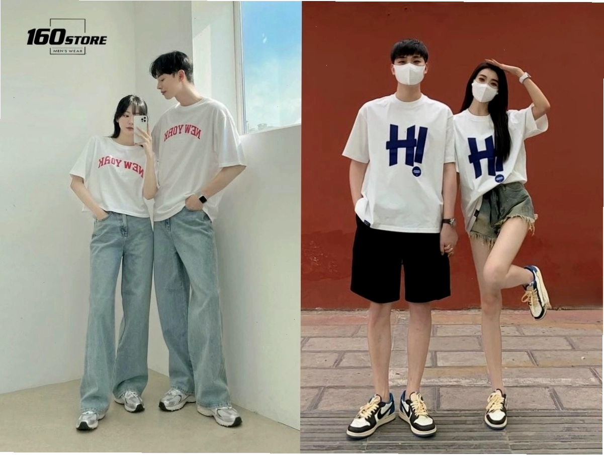 Cặp đôi mặc áo đôi có cùng họa tiết, tạo điểm nhấn thú vị
